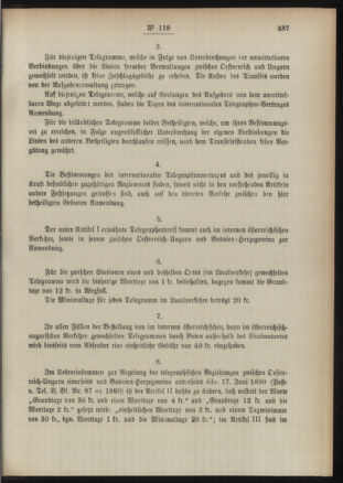 Post- und Telegraphen-Verordnungsblatt für das Verwaltungsgebiet des K.-K. Handelsministeriums 18911229 Seite: 5