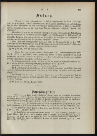 Post- und Telegraphen-Verordnungsblatt für das Verwaltungsgebiet des K.-K. Handelsministeriums 18911229 Seite: 7