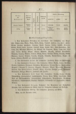 Post- und Telegraphen-Verordnungsblatt für das Verwaltungsgebiet des K.-K. Handelsministeriums 18920108 Seite: 2