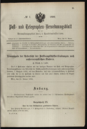 Post- und Telegraphen-Verordnungsblatt für das Verwaltungsgebiet des K.-K. Handelsministeriums