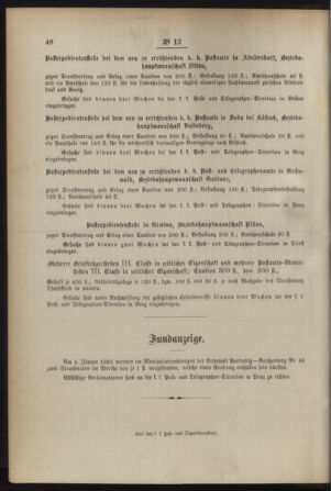 Post- und Telegraphen-Verordnungsblatt für das Verwaltungsgebiet des K.-K. Handelsministeriums 18920205 Seite: 4