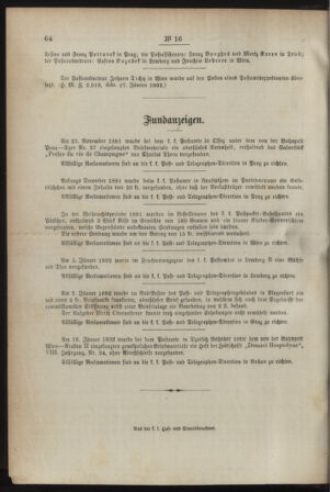 Post- und Telegraphen-Verordnungsblatt für das Verwaltungsgebiet des K.-K. Handelsministeriums 18920212 Seite: 4