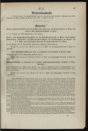 Post- und Telegraphen-Verordnungsblatt für das Verwaltungsgebiet des K.-K. Handelsministeriums 18920219 Seite: 3