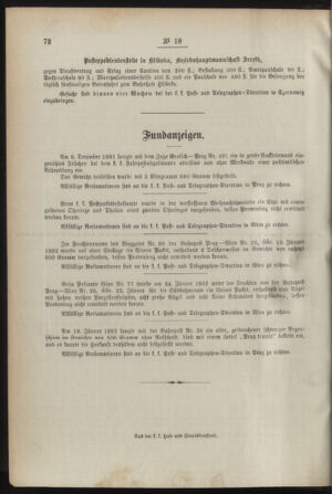 Post- und Telegraphen-Verordnungsblatt für das Verwaltungsgebiet des K.-K. Handelsministeriums 18920220 Seite: 4