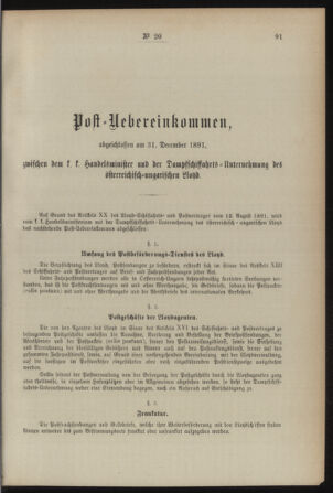 Post- und Telegraphen-Verordnungsblatt für das Verwaltungsgebiet des K.-K. Handelsministeriums 18920224 Seite: 15