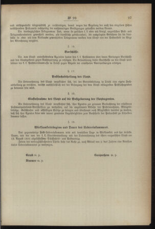 Post- und Telegraphen-Verordnungsblatt für das Verwaltungsgebiet des K.-K. Handelsministeriums 18920224 Seite: 21