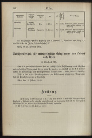 Post- und Telegraphen-Verordnungsblatt für das Verwaltungsgebiet des K.-K. Handelsministeriums 18920307 Seite: 2