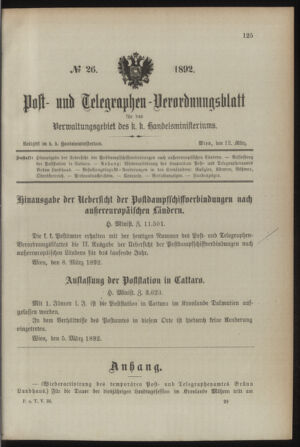 Post- und Telegraphen-Verordnungsblatt für das Verwaltungsgebiet des K.-K. Handelsministeriums