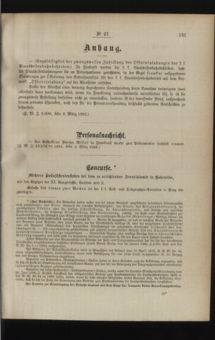 Post- und Telegraphen-Verordnungsblatt für das Verwaltungsgebiet des K.-K. Handelsministeriums 18920316 Seite: 3