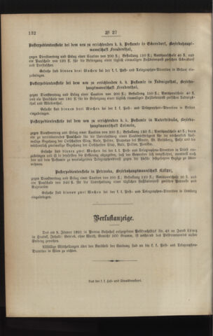 Post- und Telegraphen-Verordnungsblatt für das Verwaltungsgebiet des K.-K. Handelsministeriums 18920316 Seite: 4