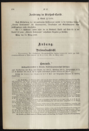 Post- und Telegraphen-Verordnungsblatt für das Verwaltungsgebiet des K.-K. Handelsministeriums 18920328 Seite: 2