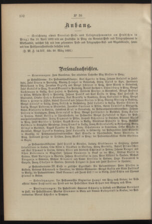 Post- und Telegraphen-Verordnungsblatt für das Verwaltungsgebiet des K.-K. Handelsministeriums 18920407 Seite: 2