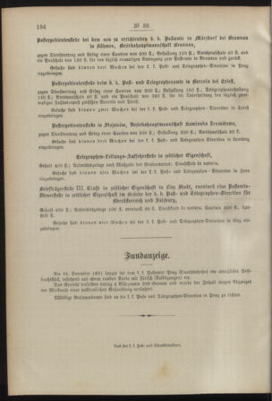 Post- und Telegraphen-Verordnungsblatt für das Verwaltungsgebiet des K.-K. Handelsministeriums 18920407 Seite: 4