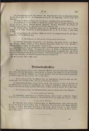 Post- und Telegraphen-Verordnungsblatt für das Verwaltungsgebiet des K.-K. Handelsministeriums 18920517 Seite: 3