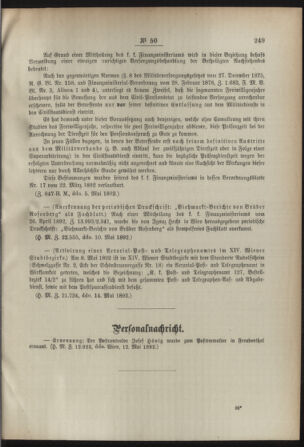 Post- und Telegraphen-Verordnungsblatt für das Verwaltungsgebiet des K.-K. Handelsministeriums 18920519 Seite: 3