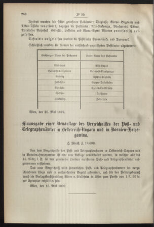 Post- und Telegraphen-Verordnungsblatt für das Verwaltungsgebiet des K.-K. Handelsministeriums 18920604 Seite: 2