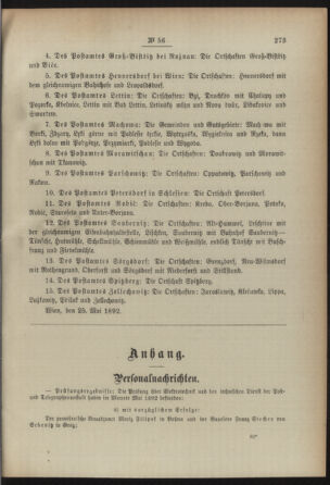 Post- und Telegraphen-Verordnungsblatt für das Verwaltungsgebiet des K.-K. Handelsministeriums 18920609 Seite: 3