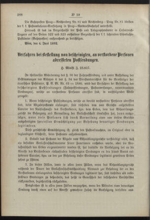 Post- und Telegraphen-Verordnungsblatt für das Verwaltungsgebiet des K.-K. Handelsministeriums 18920618 Seite: 2