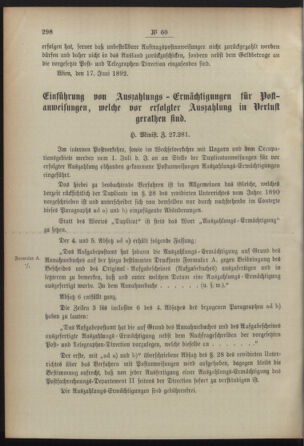 Post- und Telegraphen-Verordnungsblatt für das Verwaltungsgebiet des K.-K. Handelsministeriums 18920620 Seite: 8