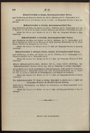 Post- und Telegraphen-Verordnungsblatt für das Verwaltungsgebiet des K.-K. Handelsministeriums 18920625 Seite: 4