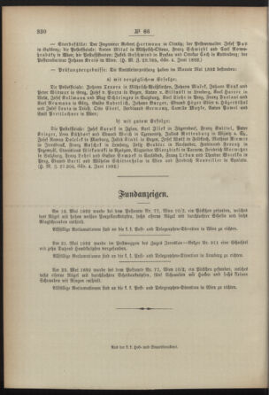 Post- und Telegraphen-Verordnungsblatt für das Verwaltungsgebiet des K.-K. Handelsministeriums 18920627 Seite: 4