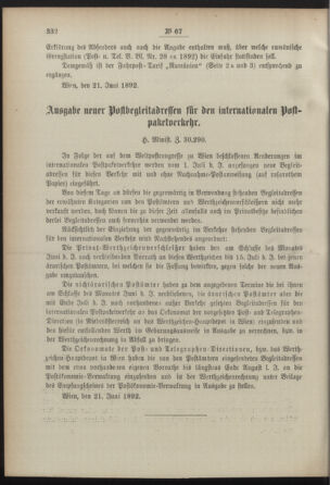 Post- und Telegraphen-Verordnungsblatt für das Verwaltungsgebiet des K.-K. Handelsministeriums 18920628 Seite: 2