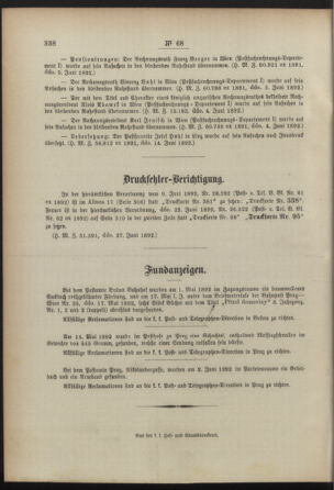 Post- und Telegraphen-Verordnungsblatt für das Verwaltungsgebiet des K.-K. Handelsministeriums 18920630 Seite: 4