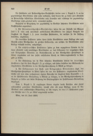 Post- und Telegraphen-Verordnungsblatt für das Verwaltungsgebiet des K.-K. Handelsministeriums 18920704 Seite: 2