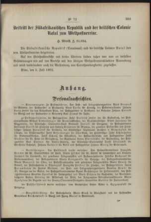 Post- und Telegraphen-Verordnungsblatt für das Verwaltungsgebiet des K.-K. Handelsministeriums 18920711 Seite: 3