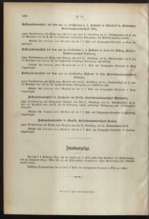 Post- und Telegraphen-Verordnungsblatt für das Verwaltungsgebiet des K.-K. Handelsministeriums 18920713 Seite: 4