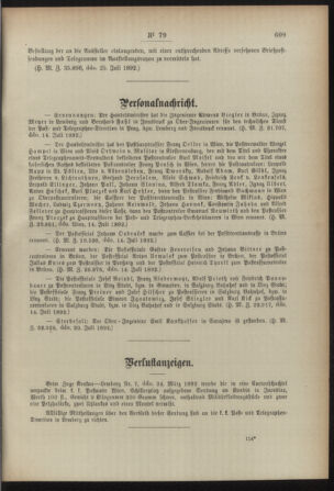 Post- und Telegraphen-Verordnungsblatt für das Verwaltungsgebiet des K.-K. Handelsministeriums 18920801 Seite: 7