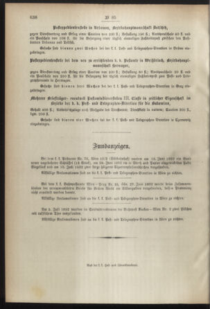 Post- und Telegraphen-Verordnungsblatt für das Verwaltungsgebiet des K.-K. Handelsministeriums 18920816 Seite: 4