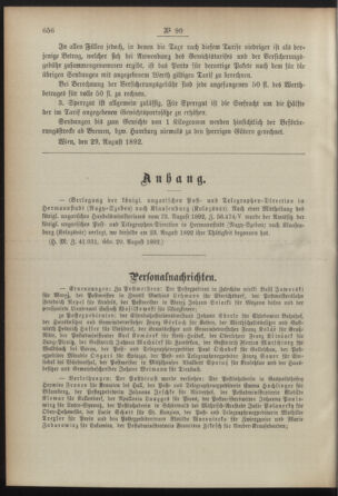 Post- und Telegraphen-Verordnungsblatt für das Verwaltungsgebiet des K.-K. Handelsministeriums 18920904 Seite: 2