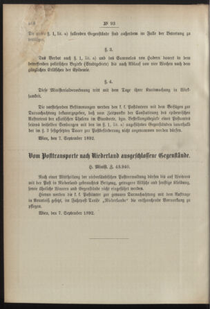 Post- und Telegraphen-Verordnungsblatt für das Verwaltungsgebiet des K.-K. Handelsministeriums 18920909 Seite: 2