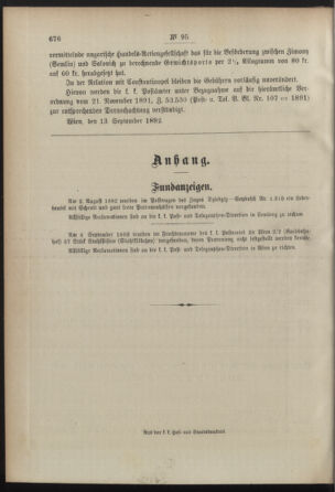 Post- und Telegraphen-Verordnungsblatt für das Verwaltungsgebiet des K.-K. Handelsministeriums 18920916 Seite: 2