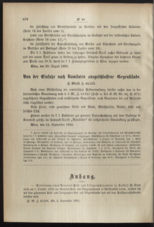 Post- und Telegraphen-Verordnungsblatt für das Verwaltungsgebiet des K.-K. Handelsministeriums 18920917 Seite: 2