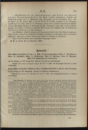 Post- und Telegraphen-Verordnungsblatt für das Verwaltungsgebiet des K.-K. Handelsministeriums 18920917 Seite: 3