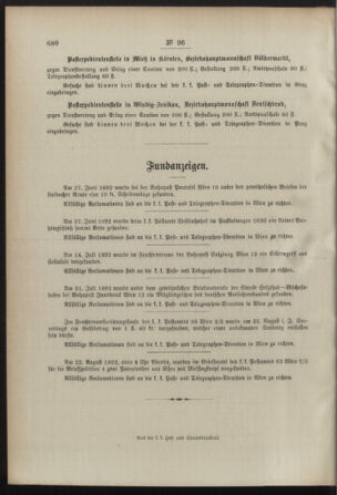 Post- und Telegraphen-Verordnungsblatt für das Verwaltungsgebiet des K.-K. Handelsministeriums 18920917 Seite: 4