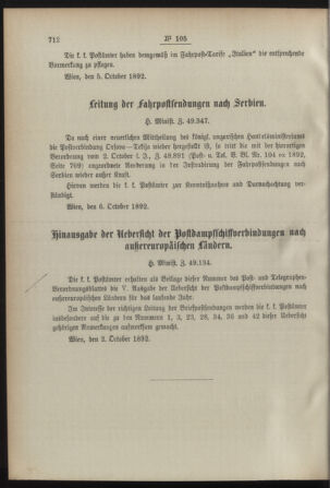 Post- und Telegraphen-Verordnungsblatt für das Verwaltungsgebiet des K.-K. Handelsministeriums 18921010 Seite: 2