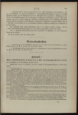 Post- und Telegraphen-Verordnungsblatt für das Verwaltungsgebiet des K.-K. Handelsministeriums 18921031 Seite: 3