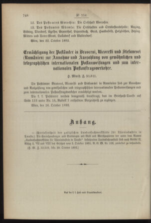 Post- und Telegraphen-Verordnungsblatt für das Verwaltungsgebiet des K.-K. Handelsministeriums 18921103 Seite: 4