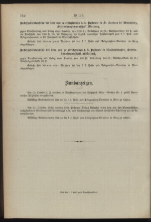 Post- und Telegraphen-Verordnungsblatt für das Verwaltungsgebiet des K.-K. Handelsministeriums 18921105 Seite: 4