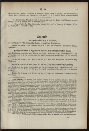 Post- und Telegraphen-Verordnungsblatt für das Verwaltungsgebiet des K.-K. Handelsministeriums 18921116 Seite: 3