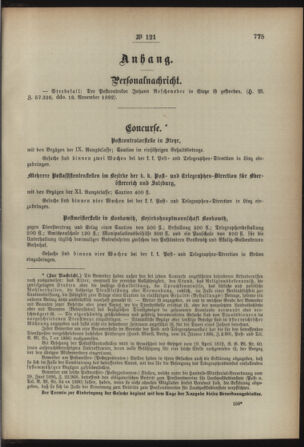 Post- und Telegraphen-Verordnungsblatt für das Verwaltungsgebiet des K.-K. Handelsministeriums 18921119 Seite: 3