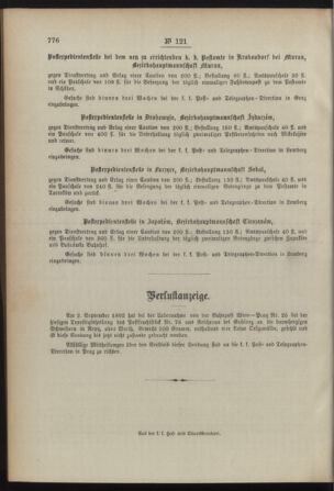 Post- und Telegraphen-Verordnungsblatt für das Verwaltungsgebiet des K.-K. Handelsministeriums 18921119 Seite: 4