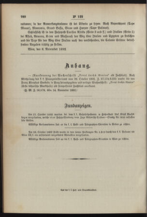 Post- und Telegraphen-Verordnungsblatt für das Verwaltungsgebiet des K.-K. Handelsministeriums 18921122 Seite: 4