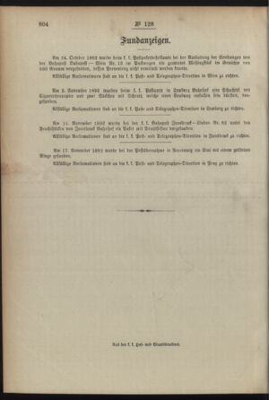 Post- und Telegraphen-Verordnungsblatt für das Verwaltungsgebiet des K.-K. Handelsministeriums 18921202 Seite: 4