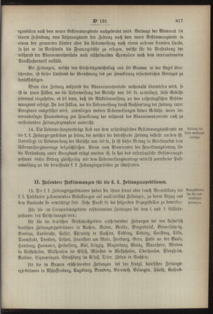 Post- und Telegraphen-Verordnungsblatt für das Verwaltungsgebiet des K.-K. Handelsministeriums 18921210 Seite: 5