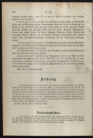 Post- und Telegraphen-Verordnungsblatt für das Verwaltungsgebiet des K.-K. Handelsministeriums 18921218 Seite: 2