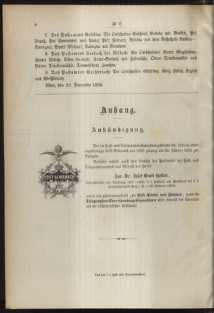 Post- und Telegraphen-Verordnungsblatt für das Verwaltungsgebiet des K.-K. Handelsministeriums 18930105 Seite: 4